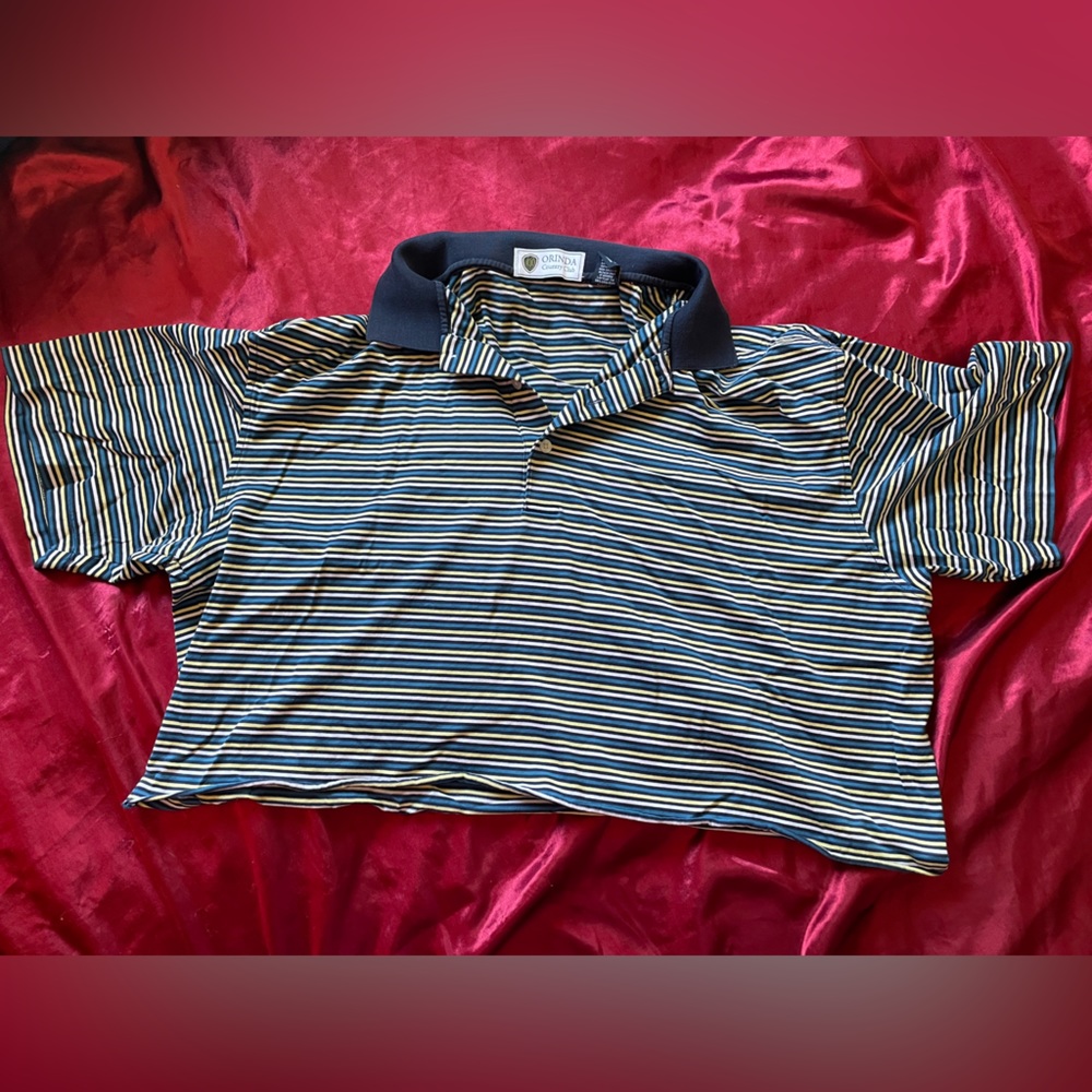 Orinda country club blue and yellow stripped shirt cropped